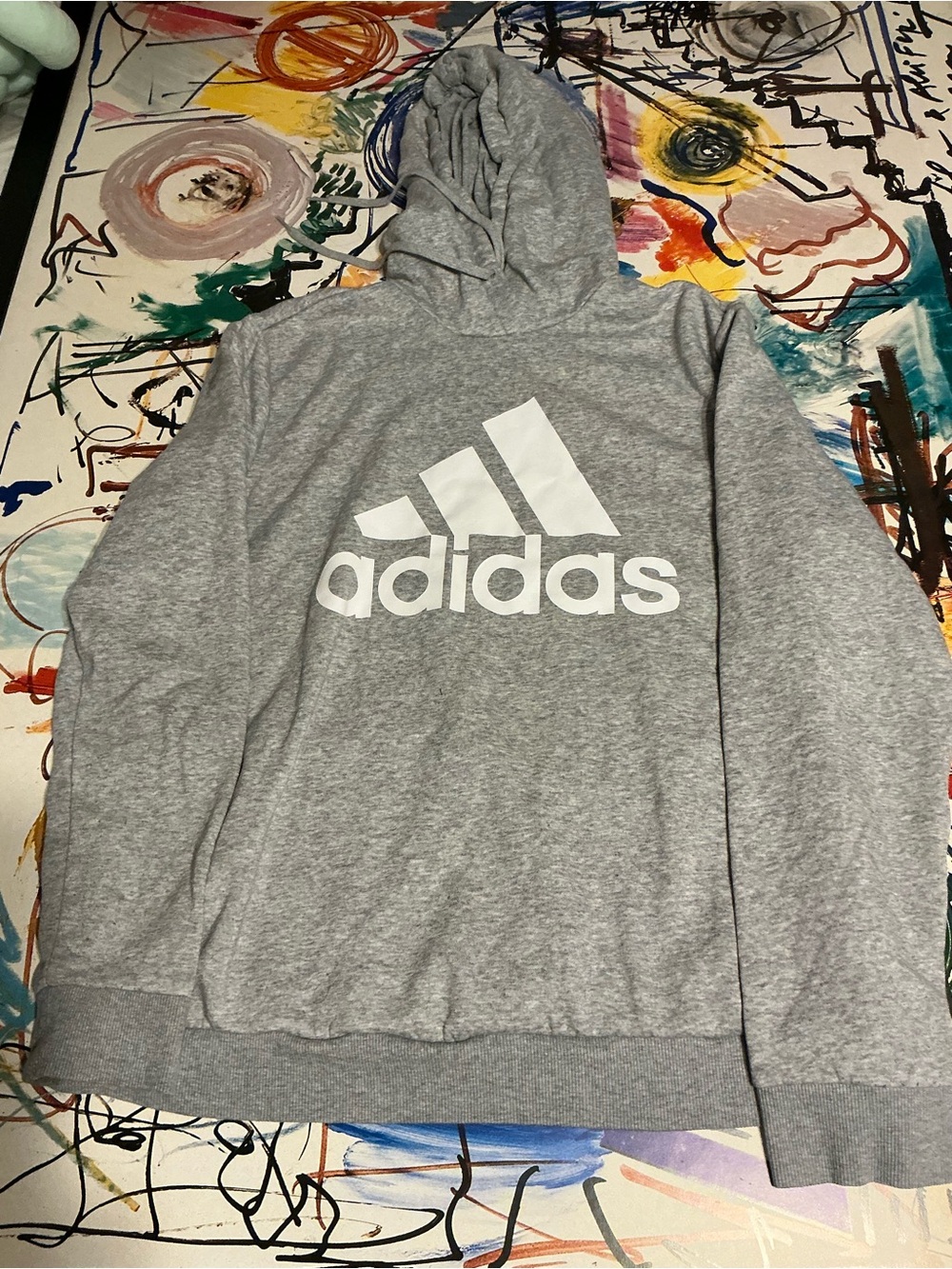 adidas Gray Hoodie with White Trefoil Logo